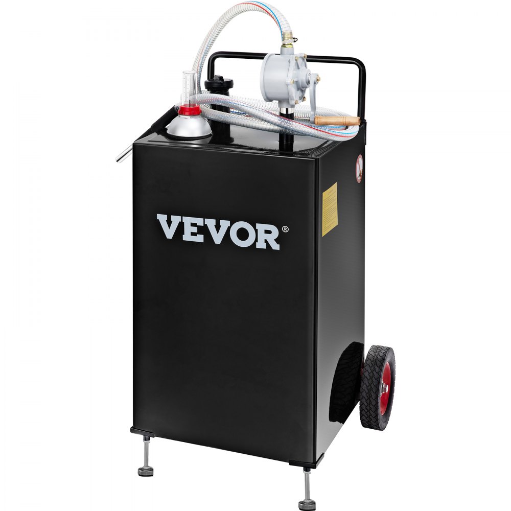 VEVOR 30 Gallon Gas Caddy, Fuel Storage Tank with Wheels, Portable Fuel Caddy with Manuel Transfer Pump, Gasoline Diesel Fuel Container for Cars, Lawn Mowers, ATVs, Boats, More, Black - SYJYCBXGGJ2307OLTV0