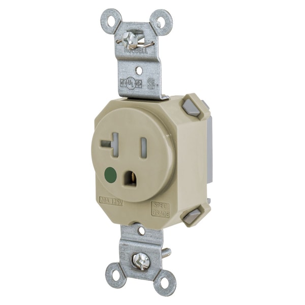 Hubbell Wiring Device-Kellems Straight Blade Devices, Hospital Grade, Receptacles, Simplex, SNAPConnect, Hospital Grade, Tamper Resistant, 20A 125V, 5-20R - SNAP8310ITR