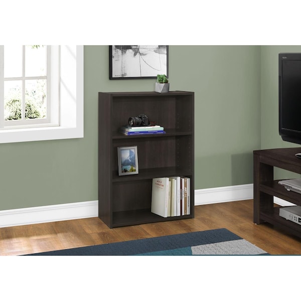 Daphnes Dinnette 36 in. Bookcase with 3 Shelves - Cappuccino - DA3593407