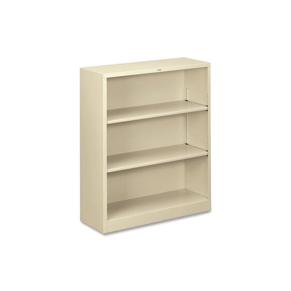 Hon HON, Metal Bookcase, Three-Shelf, 34-1/2w X 12-5/8d X 41h, Putty - S42ABCL