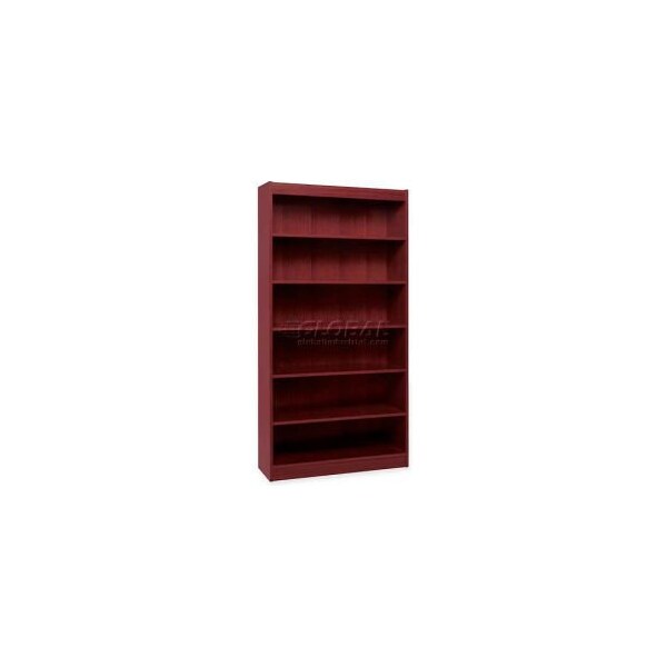 Sp Richards Lorell 7-Shelf Panel End Hardwood Veneer Bookcase, 36"W x 12"D x 84"H, Mahogany - LLR60075