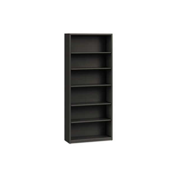 Hon HON, Metal Bookcase, Six-Shelf, 34-1/2w X 12-5/8d X 81-1/8h, Charcoal - S82ABCS