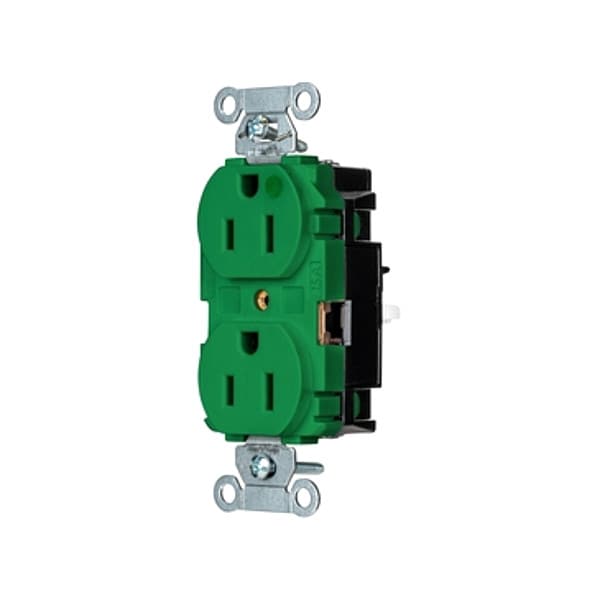 Hubbell Receptacle, 1/2 hp, 125V AC, NEMA 5-15R - 8200STGN
