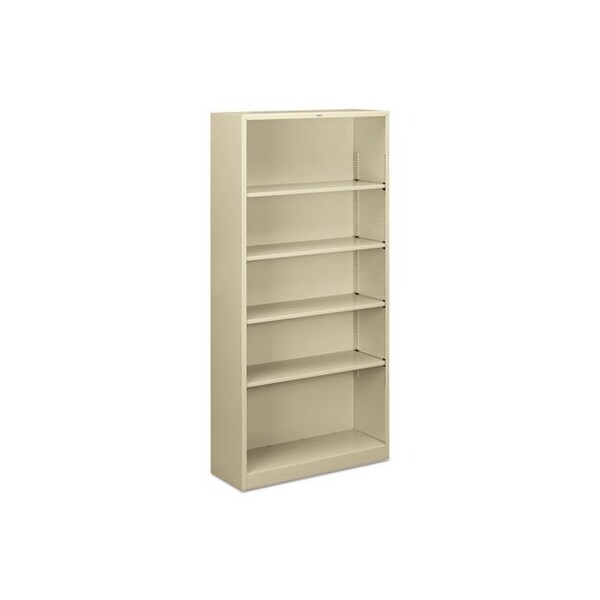 Hon HON, Metal Bookcase, Five-Shelf, 34-1/2w X 12-5/8d X 71h, Putty - S72ABCL
