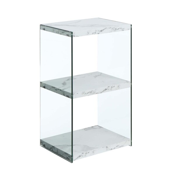 Convenience Concepts SoHo 3 Tier Tower Bookcase, White Faux Marble - 131533WM