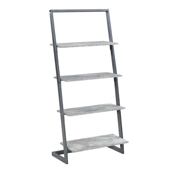Convenience Concepts Graystone 4 Tier Ladder Bookcase & Shelf, Faux Birch & Slate Gray Frame - 25.25 x 57 x 18 in. - HI2539863