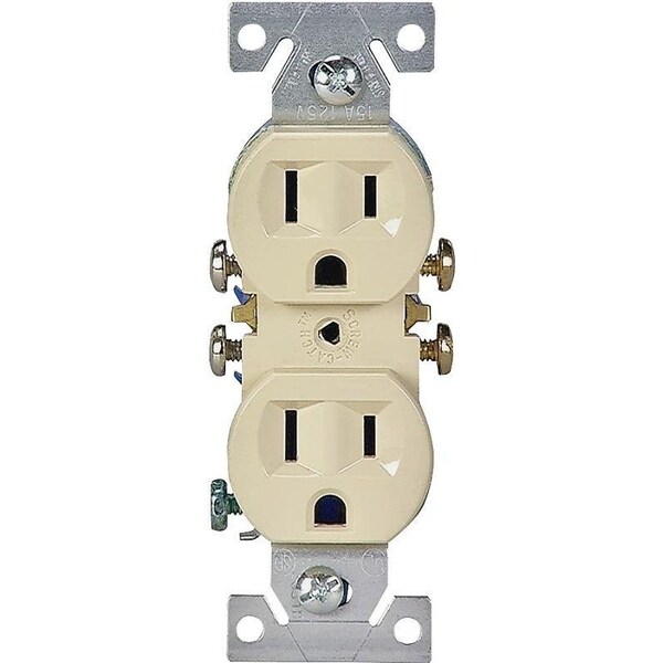 Eaton Wiring Devices Duplex Receptacle, 2 -Pole, 15 A, 125 V, Push-in, Side Wiring, NEMA: 5-15R, Ivory - C270V