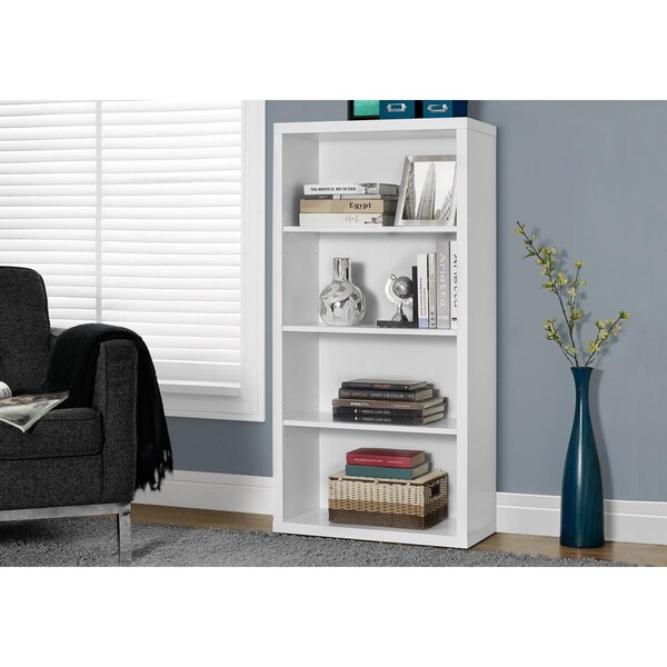 Gfancy Fixtures 47.5 in. White Particle Board & MDF Bookshelf with Adjustable Shelves - GF3708080