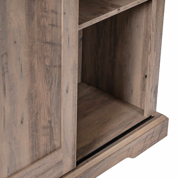 Flash Furniture Harrison 36in. Wide Rustic Farmhouse Storage Cabinet Bookcase w/Sliding Barn Door, Graywash - ZG-026-GRYWSH-GG