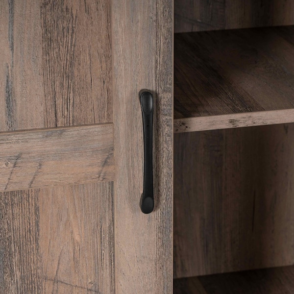 Flash Furniture Harrison 36in. Wide Rustic Farmhouse Storage Cabinet Bookcase w/Sliding Barn Door, Graywash - ZG-026-GRYWSH-GG