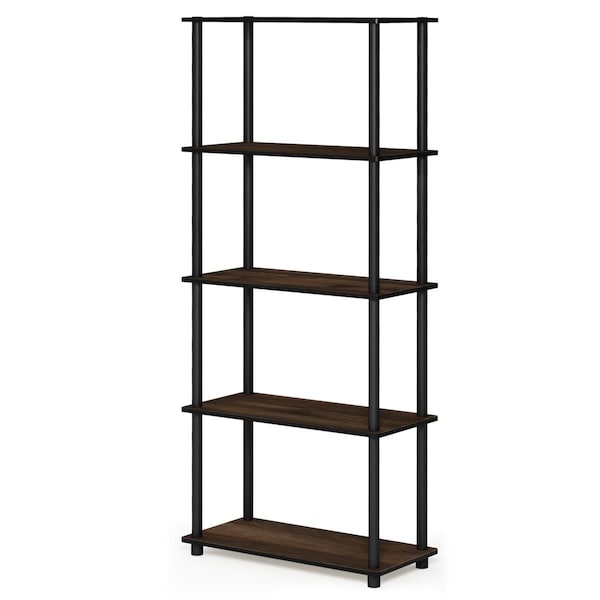 Furinno 17091CWN-BK Turn-N-Tube 5-Tier Multipurpose Shelf Display Rack Columbia Walnut & Black - 17091CWN/BK