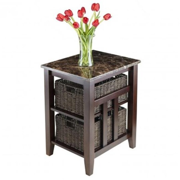 Winsome Winsome 76320 Zoey Side Table Faux Marble Top with 2 Baskets - 76320