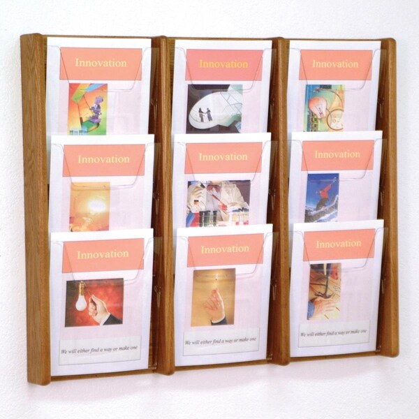 Vertex 3 x 3 in. Stance 9 Pocket Wall Display - Black & Medium Oak - VE3951983