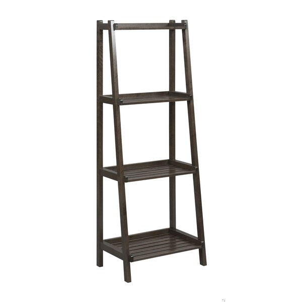 Homeroots 60 in. Bookcase with 4 Shelves, Espresso - 380040