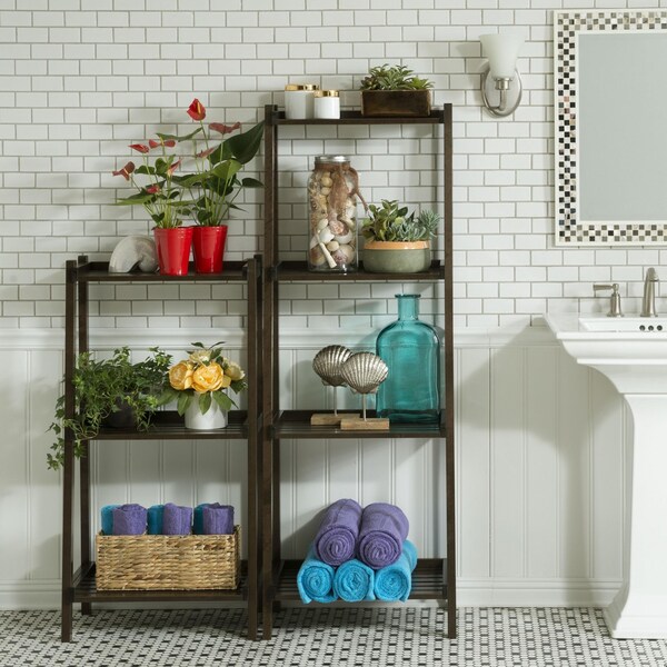Homeroots 60 in. Bookcase with 4 Shelves, Espresso - 380040