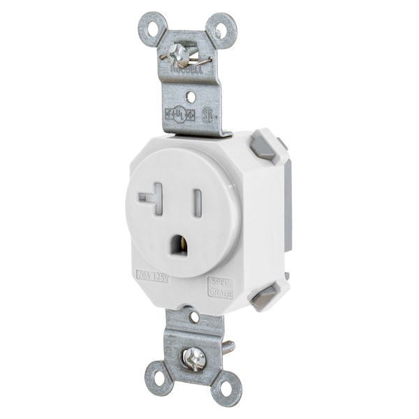 Hubbell Wiring Device-Kellems Straight Blade Devices, Receptacles, Tamper Resistant, Single, SNAPConnect, 20A 125V, 2-Pole 3-Wire Grounding, 5-20R, White. - SNAP5361WTR