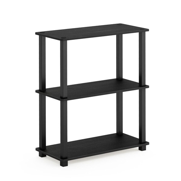 Furinno Turn-S-Tube 3-Tier Compact Multipurpose Shelf Display Rack w/Square Tube, Americano & Black - 18025AM/BK