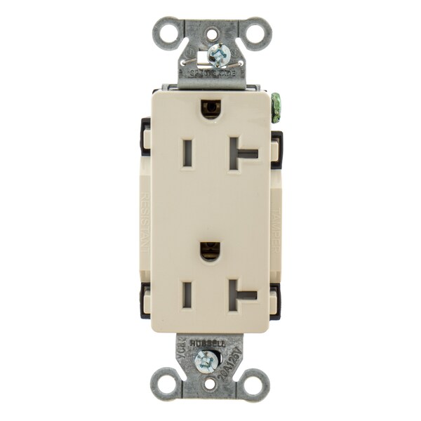 Hubbell Wiring Device-Kellems Commercial Specification Grade Style Line Decorator Duplex Receptacles - DR20LATR