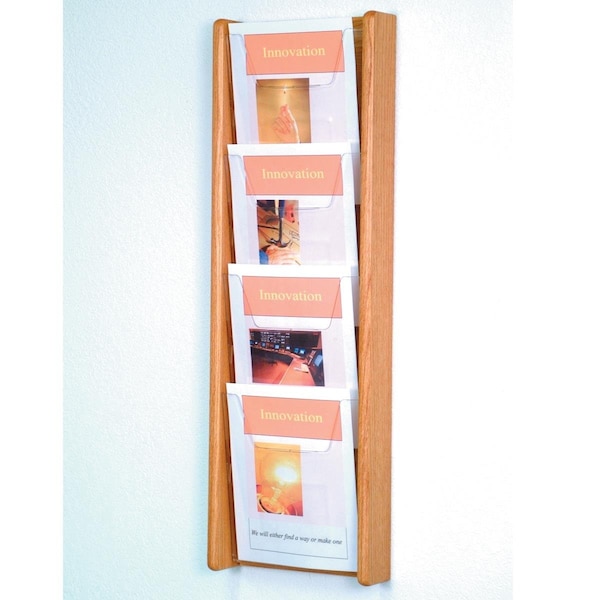 Wooden Mallet 4 in. Stance 4 Pocket Wall Display - Black, Mahogany & Light Oak - AC34-4BH