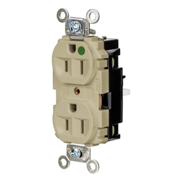 Hubbell Receptacle, 1/2 hp, 125V AC, NEMA 5-15R - HBL8200STI