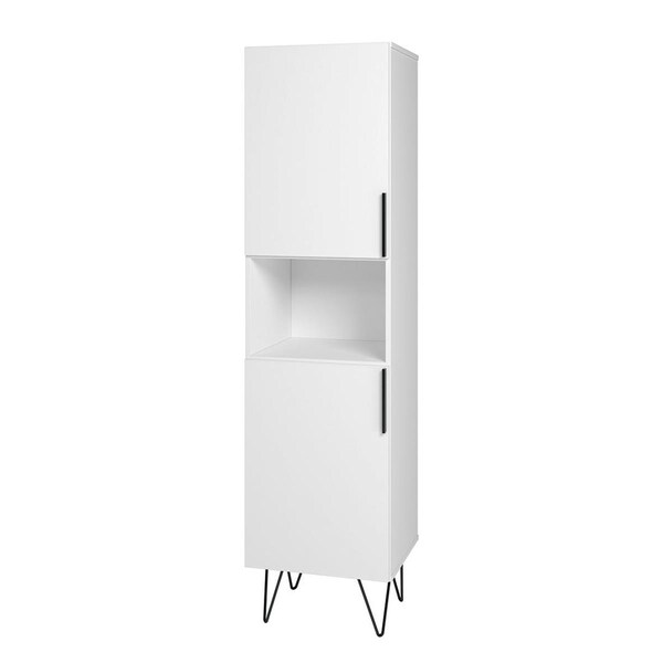 Designed To Furnish 17.51 in. Beekman Narrow Bookcase Cabinet with 5 Shelves, White - DE3597695