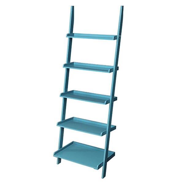Highboy French Country Bookshelf Ladder With  Blue Finish - HI29301