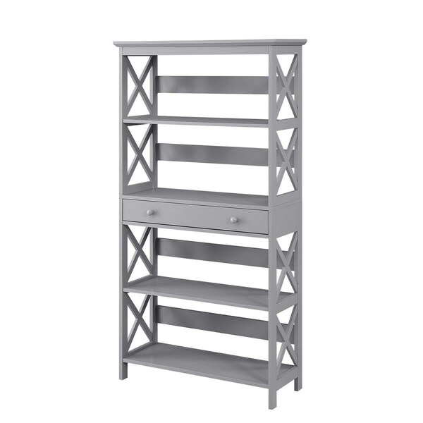 Convenience Concepts Oxford 5 Tier Bookcase with Drawer, Gray - 31.5 x 59.75 x 11.75 in. - 203051GY