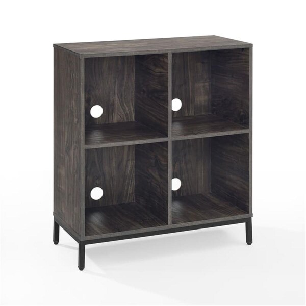 Lovelyhome Jacobsen Record Storage Cube Bookcase, Brown Ash & Matte Black - 33 x 28.50 x 13.50 in. - LO3045606