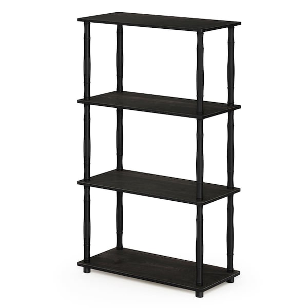 Furinno 18034EX-BK Turn-N-Tube 4-Tier Multipurpose Shelf Display Rack with Classic Tubes - Espresso & Black - 18034EX/BK