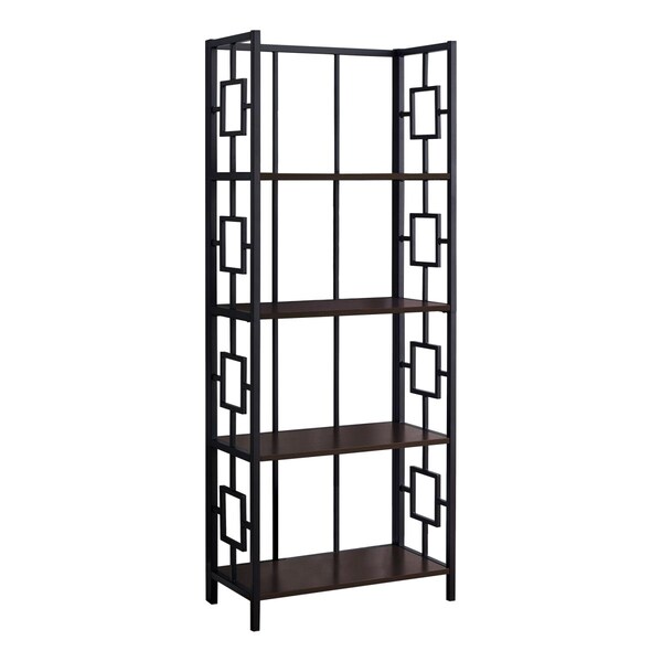 Gfancy Fixtures 62 in. 4 Tier Bookcase Espresso with Black Metal Etagere - GF3661909