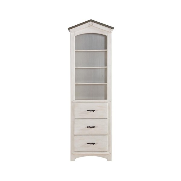 Gfancy Fixtures 14 x 24 x 78 in. Weathered White Washed Gray Wood Bookcase - GF3082581