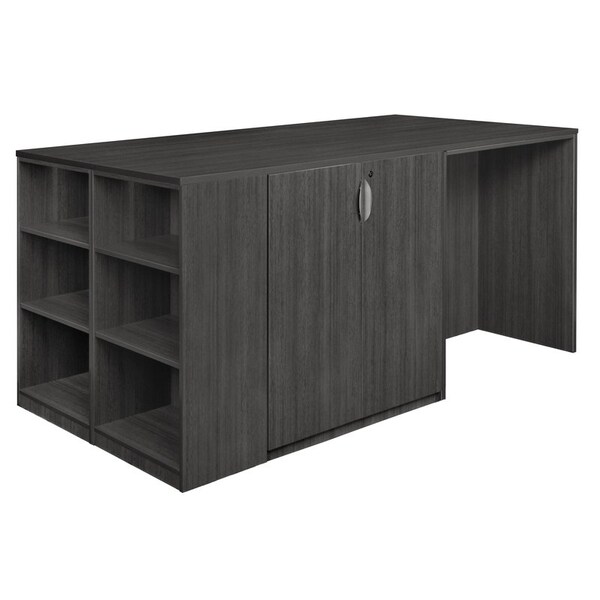 Regency Regency Legacy Stand Up 2 Lateral File/ Storage Cabinet/ Desk Quad with Bookcase End- Ash Grey - LS2LFSCSD8546AG