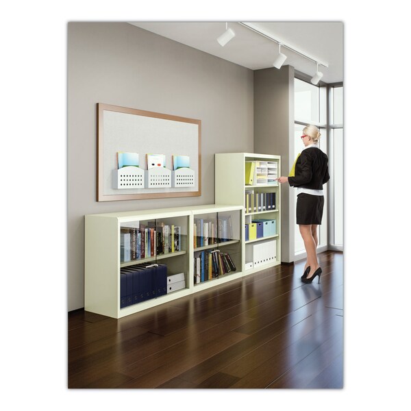 Tennsco Metal Bookcase, Two-Shelf, 34-1/2w x 13-1/2d x 28h, Putty - B-30PY