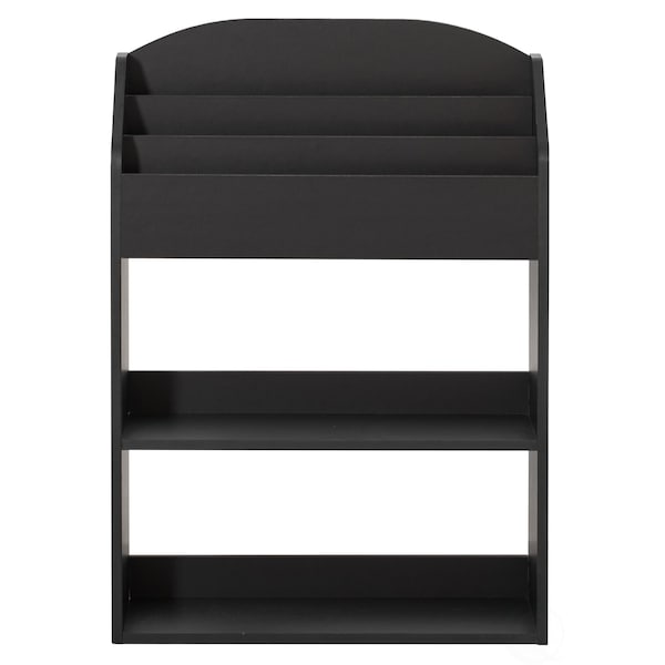 Basicwise Black Modern Wooden Storage Bookcase with Shelf, Playroom Bedroom Living and Office - QI004151.BK