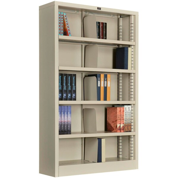 Global Industrial All Steel Bookcase 36 W x 12 D x 60 H Putty 5 Openings - 277441PY