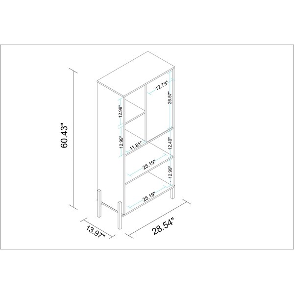 Manhattan Comfort Bowery Bookcase, White and Oak - 308AMC157