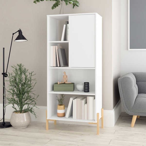 Manhattan Comfort Bowery Bookcase, White and Oak - 308AMC157