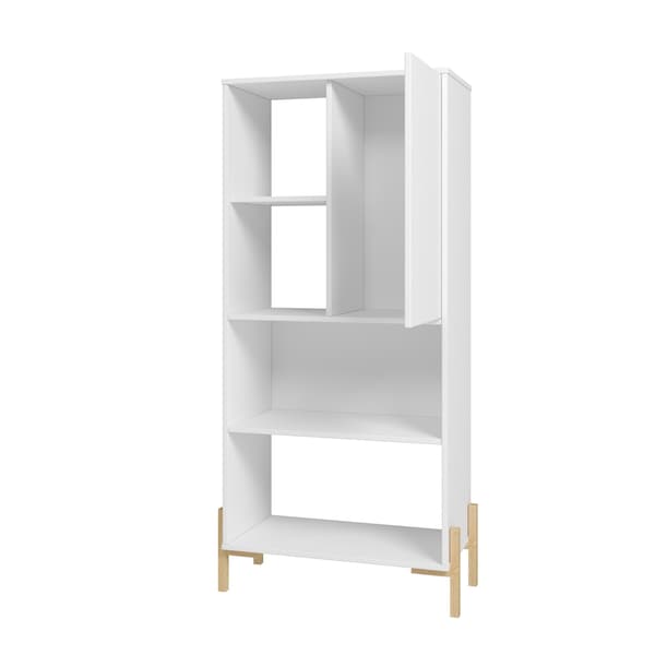 Manhattan Comfort Bowery Bookcase, White and Oak - 308AMC157