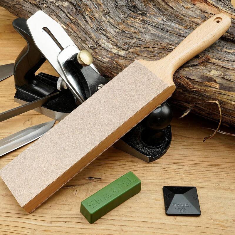 Sharpal Large Double-Sided Leather Strop (Genuine Cowhide) Kit with 2 oz. Polishing Compound & Angle Guide for Knives & Chisels - 205H
