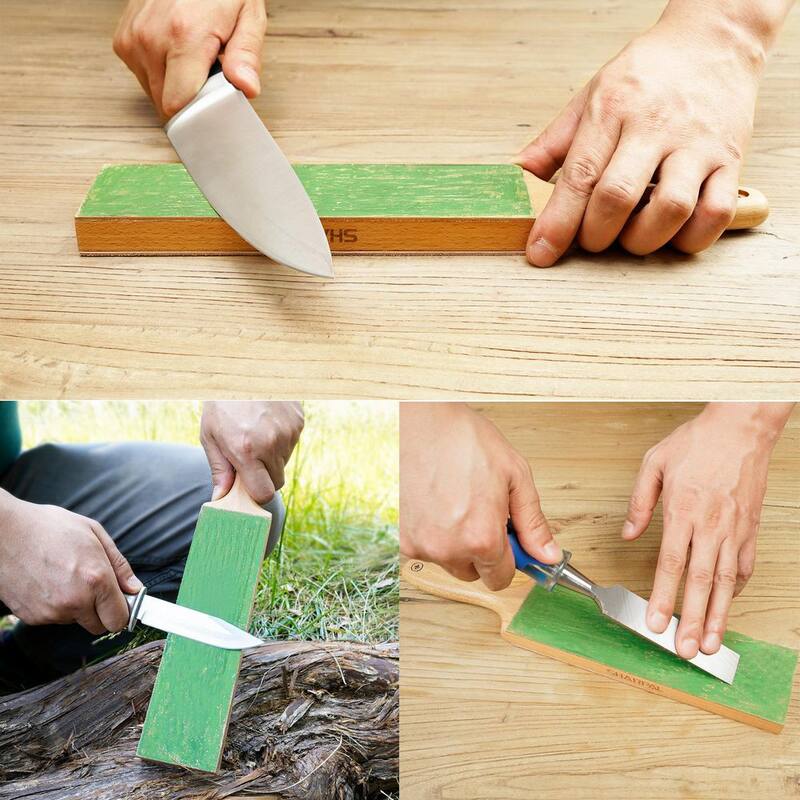 Sharpal Large Double-Sided Leather Strop (Genuine Cowhide) Kit with 2 oz. Polishing Compound & Angle Guide for Knives & Chisels - 205H