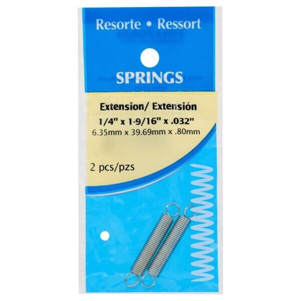 Hillman 1.5 in. L X 1/4 in. D Extension Spring, 2PK - 543031