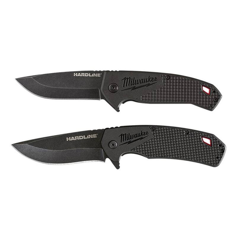 Milwaukee 3 in. Hardline D2 Steel Smooth Blade Pocket Folding Knife & 3.5 in. Hardline D2 Steel Smooth Blade Pocket Folding Knife - 48-22-1994-48-22-1999