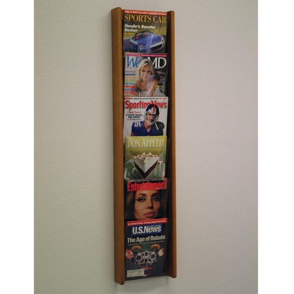 Wooden Mallet 6 in. Stance 6 Pocket Wall Display - Black & Medium Oak - AC48-6BM