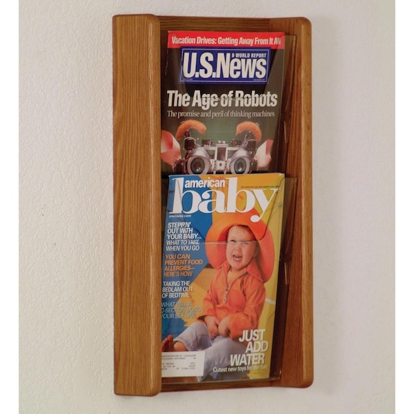 Wooden Mallet 2 in. Stance 2 Pocket Wall Display - Black, Light Oak & Medium Oak - AC19-2BL