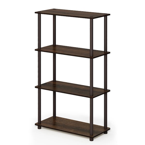 Furinno 99557WN-BR Turn-N-Tube 4-Tier Multipurpose Shelf Display Rack Walnut & Brown - 99557WN/BR
