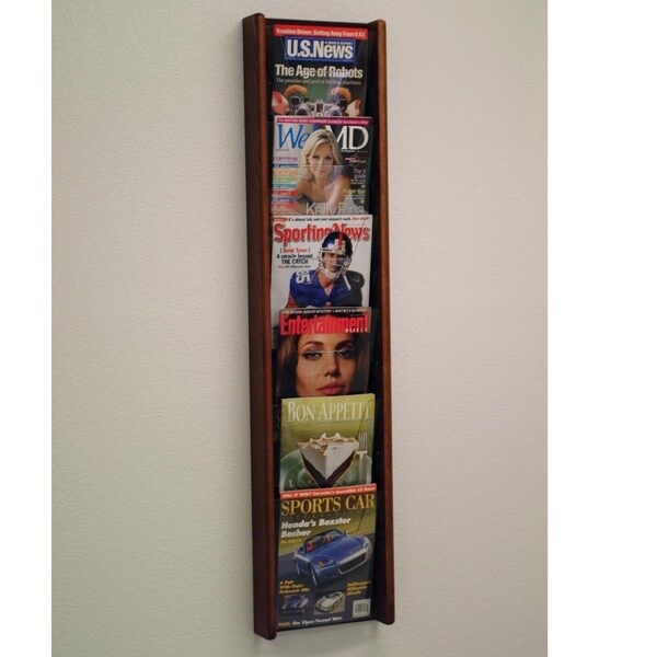 Wooden Mallet 6 in. Stance 6 Pocket Wall Display - Black & Mahogany - AC48-6BK