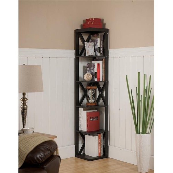 Kb KB BK11 65 x 11 x 11 in. Corner Bookcase - Espresso - BK11