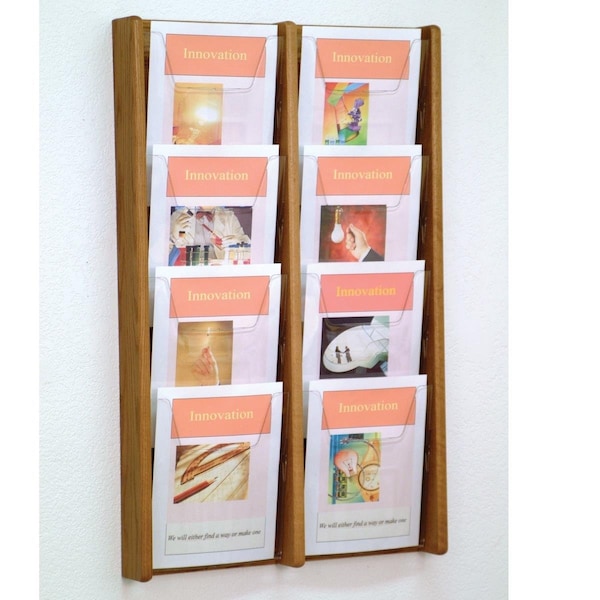 Vertex 4 x 2 in. Stance 8 Pocket Wall Display - Black & Medium Oak - VE3952943