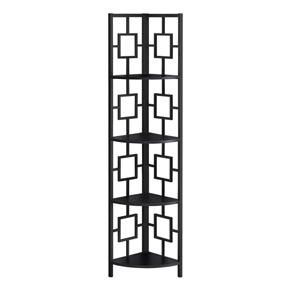 Gfancy Fixtures 62 in. Metal Corner Black Bookcase with 4 Shelves - GF3661910