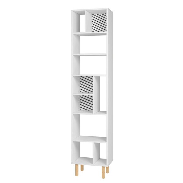 Designed To Furnish 77.95 in. Essex Bookcase with 10 Shelves, White & Zebra - DE3589013